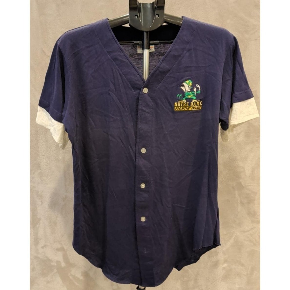 Vintage Notre Dame Fighting Irish Velva‎ Sheen USA Button Shirt Large